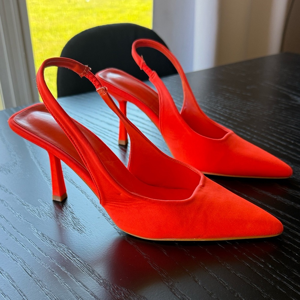 Neon Orange Slingback Heels
